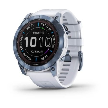 Garmin Fenix 7X Sapphire Solar Ásványkék DLC Titánium/Fehér szíj