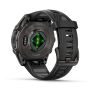 Garmin Fenix 8 AMOLED 43mm Sapphire KarbonSzürke DLC Titánium Fekete/Sötétszürke szilikon szíj 