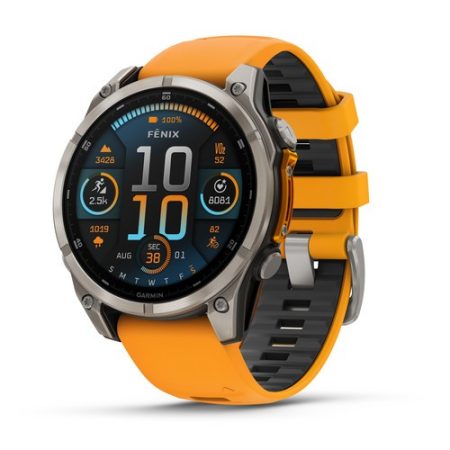 Garmin Fenix 8 AMOLED 47mm Sapphire Titánium Narancs/Grafitszürke szilikon szíj