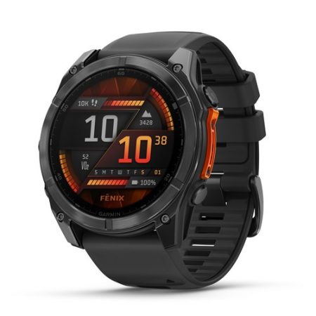 Garmin Fenix 8 AMOLED 51mm Sötétszürke/Fekete szilikon szíj 